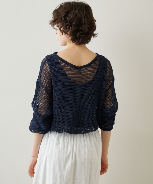 Whim Gazette（ウィムガゼット）の「メッシュプルオーバー（ニット/セーター・レディース・ベージュ/ネイビー/オフホワイト・FREE）」の7枚目の写真