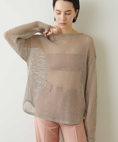 Whim Gazette（ウィムガゼット）の「メッシュプルオーバー（ニット/セーター・レディース・ベージュ/ネイビー/オフホワイト・FREE）」の14枚目の写真