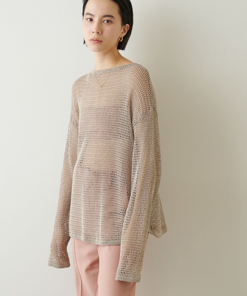 Whim Gazette（ウィムガゼット）の「メッシュプルオーバー（ニット/セーター・レディース・ベージュ/ネイビー/オフホワイト・FREE）」の8枚目の写真