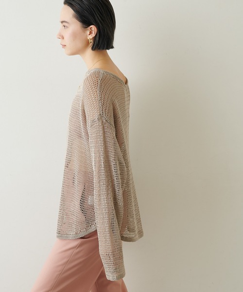 Whim Gazette（ウィムガゼット）の「メッシュプルオーバー（ニット/セーター・レディース・ベージュ/ネイビー/オフホワイト・FREE）」の22枚目の写真
