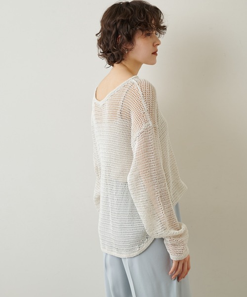 Whim Gazette（ウィムガゼット）の「メッシュプルオーバー（ニット/セーター・レディース・ベージュ/ネイビー/オフホワイト・FREE）」の18枚目の写真