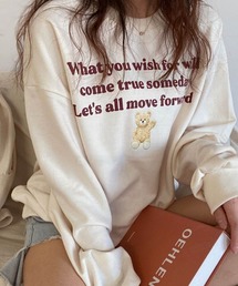Dalfwin | 2023SS 春新作　韓国ファッション スウェット レディース Wishベアプリントスウェット 長袖 トレーナー アニマルプリント(スウェット)