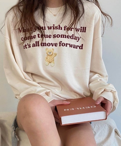 Dalfwin（ダールフィン）の「韓国ファッションWishベアアニマルプリントスウェット（スウェット・レディース・グリーン/クリーム/グレー系その他/ブラック・FREE）」の5枚目の写真