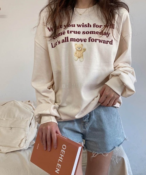 Dalfwin（ダールフィン）の「韓国ファッションWishベアアニマルプリントスウェット（スウェット・レディース・グリーン/クリーム/グレー系その他/ブラック・FREE）」の10枚目の写真