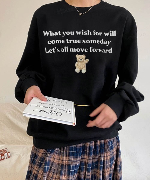 Dalfwin（ダールフィン）の「韓国ファッションWishベアアニマルプリントスウェット（スウェット・レディース・グリーン/クリーム/グレー系その他/ブラック・FREE）」の13枚目の写真