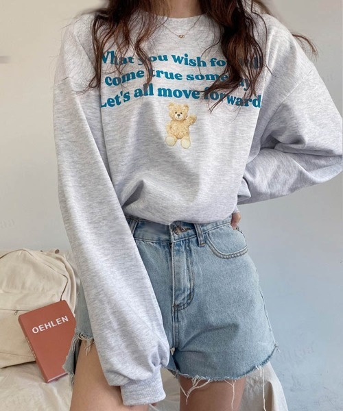 Dalfwin（ダールフィン）の「韓国ファッションWishベアアニマルプリントスウェット（スウェット・レディース・グリーン/クリーム/グレー系その他/ブラック・FREE）」の6枚目の写真