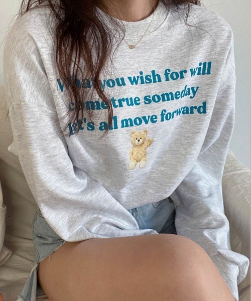 Dalfwin（ダールフィン）の「韓国ファッションWishベアアニマルプリントスウェット（スウェット・レディース・グリーン/クリーム/グレー系その他/ブラック・FREE）」の15枚目の写真