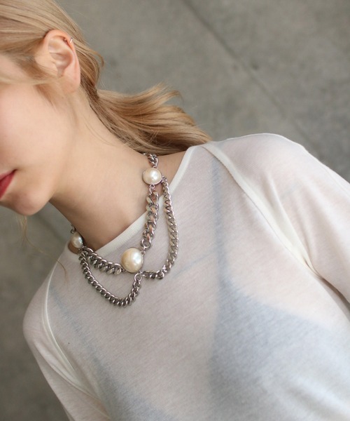 G.V.G.V.（ジーヴィージーヴィー）の「PEARL CHOKER（チョーカー・レディース・シルバー・ONE SIZE）」の9枚目の写真