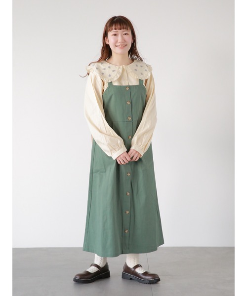 ehka sopo（エヘカソポ）の「フロントボタンジャンスカ（ワンピース・レディース・ベージュ/グリーン/キナリ・ﾌﾘ-）」の17枚目の写真