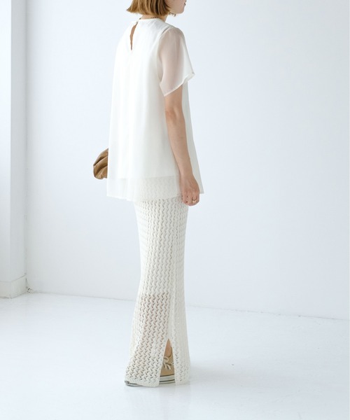 Meli rich（メリーリッチ）の「メッシュニットスカート（スカート・レディース・オフホワイト/ブルーグリーン/ブラウン/ネイビー・MEDIUM）」の21枚目の写真