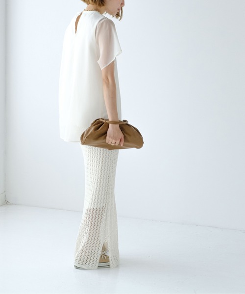 Meli rich（メリーリッチ）の「メッシュニットスカート（スカート・レディース・オフホワイト/ブルーグリーン/ブラウン/ネイビー・MEDIUM）」の20枚目の写真