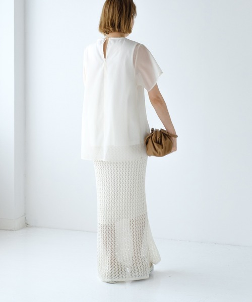 Meli rich（メリーリッチ）の「メッシュニットスカート（スカート・レディース・オフホワイト/ブルーグリーン/ブラウン/ネイビー・MEDIUM）」の18枚目の写真