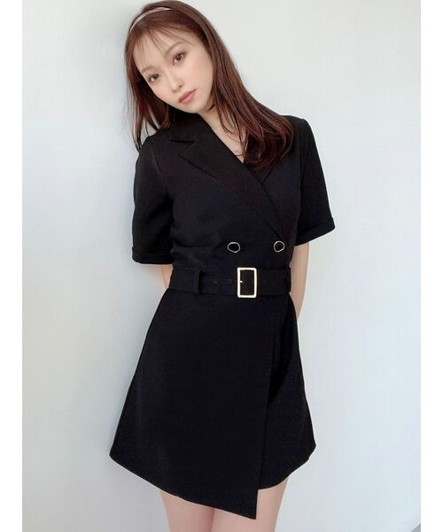 RESEXXY（リゼクシー）の「テーラードショートコンビネゾン（つなぎ/オールインワン・レディース・ブラック/ピンク/アイボリー・FREE）」の12枚目の写真