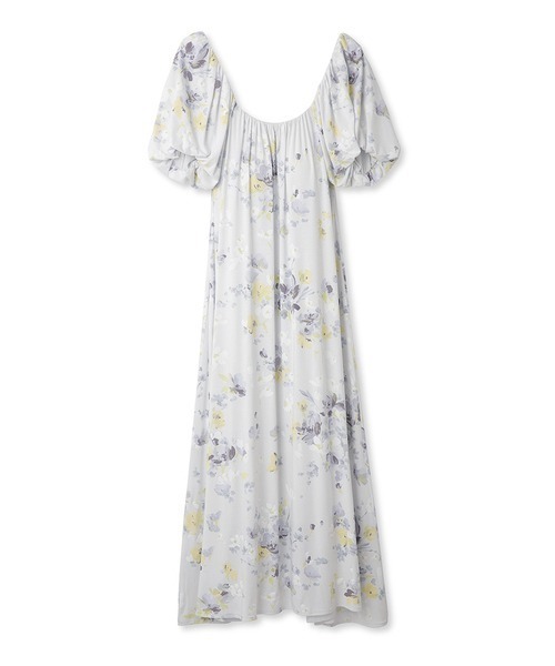 gelato pique（ジェラートピケ）の「フラワー柄マキシワンピース（ルームウェア/パジャマ・レディース・オフホワイト/ブルー・FREE）」の6枚目の写真