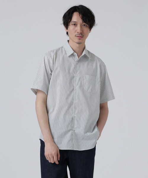 NANO universe（ナノユニバース）の「LB.03/「ICE FLOW LINEN」バリエーションシャツ 半袖（シャツ/ブラウス・メンズ・ホワイト/ネイビー/ブルー・S/M/L）」の4枚目の写真