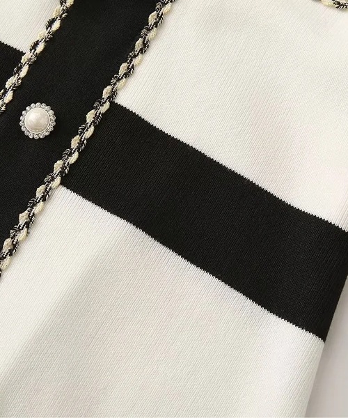 LOPASS(ロパス)の「バイカラーVネック半袖ニットワンピース(ワンピース・レディース・ブラック/ホワイト・M/L)」の12枚目の写真