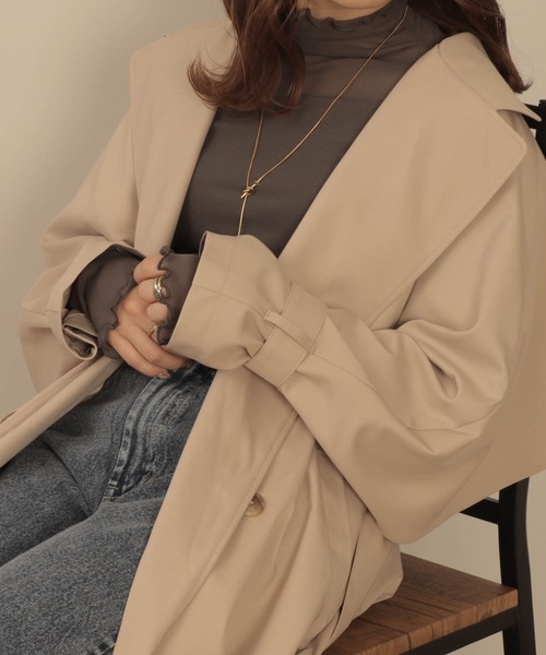 mil(ミル)の「ハイネックシアートップス(Tシャツ/カットソー・レディース・チャコールグレー/オフホワイト/ブラック・M)」の3枚目の写真
