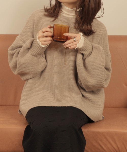 mil(ミル)の「ハイネックシアートップス(Tシャツ/カットソー・レディース・チャコールグレー/オフホワイト/ブラック・M)」の13枚目の写真