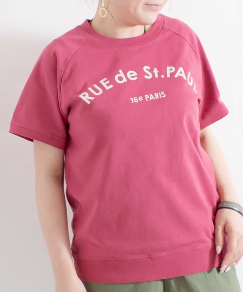 ALL ORDINARIES（オールオーディナリーズ）の「反応染め RUE de St.PAUL ラグラン半袖Tシャツ（Tシャツ/カットソー・レディース・チャコールグレー/ライトグレー/オフホワイト/ピンク・S/M/L/XL）」の4枚目の写真