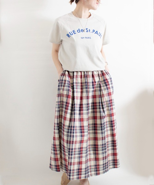 ALL ORDINARIES（オールオーディナリーズ）の「反応染め RUE de St.PAUL ラグラン半袖Tシャツ（Tシャツ/カットソー・レディース・チャコールグレー/ライトグレー/オフホワイト/ピンク・S/M/L/XL）」の13枚目の写真