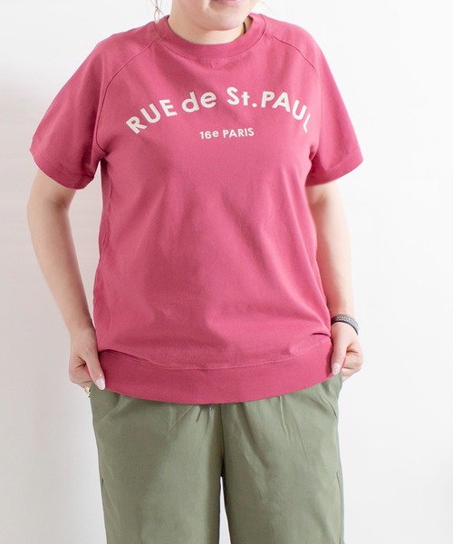 ALL ORDINARIES（オールオーディナリーズ）の「反応染め RUE de St.PAUL ラグラン半袖Tシャツ（Tシャツ/カットソー・レディース・チャコールグレー/ライトグレー/オフホワイト/ピンク・S/M/L/XL）」の18枚目の写真