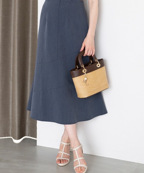 MISCH MASCH（ミッシュマッシュ）の「■2023春夏新作■コンビバスケットバケツ/MM318008（かごバッグ・レディース・ダークブラウン/ネイビー/キナリ・ﾌﾘ-）」の18枚目の写真