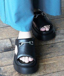 【MinoriTY】プラットフォームソールスライドサンダル レザーサンダル 厚底サンダル メンズ