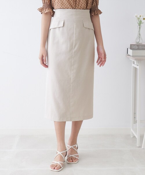 couture brooch（クチュールブローチ）の「◆【セットアップ着用可能】麻調合繊タイトスカート（スカート・レディース・ブラック/ナチュラル/ライトグリーン・36/38/40/42）」の9枚目の写真