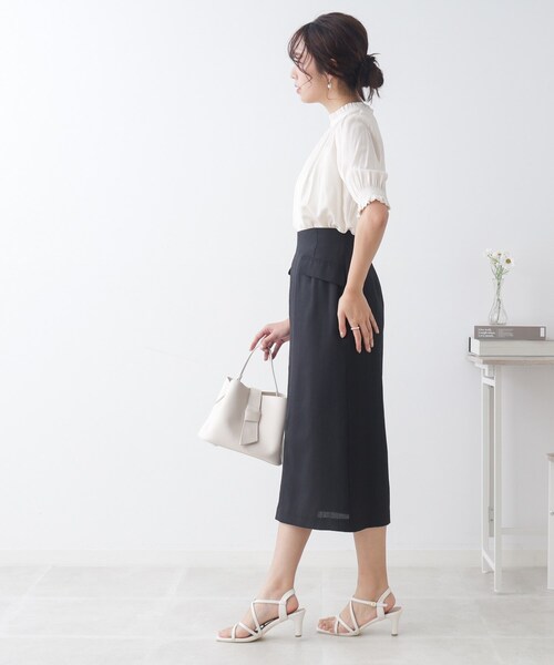 couture brooch（クチュールブローチ）の「◆【セットアップ着用可能】麻調合繊タイトスカート（スカート・レディース・ブラック/ナチュラル/ライトグリーン・36/38/40/42）」の20枚目の写真