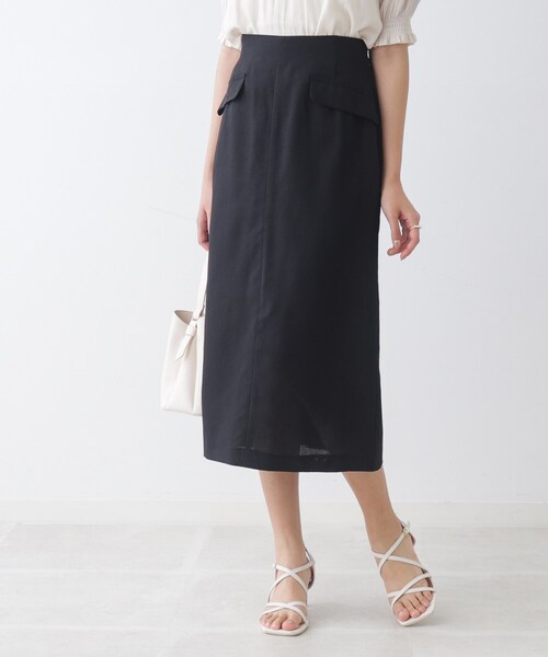couture brooch（クチュールブローチ）の「◆【セットアップ着用可能】麻調合繊タイトスカート（スカート・レディース・ブラック/ナチュラル/ライトグリーン・36/38/40/42）」の15枚目の写真