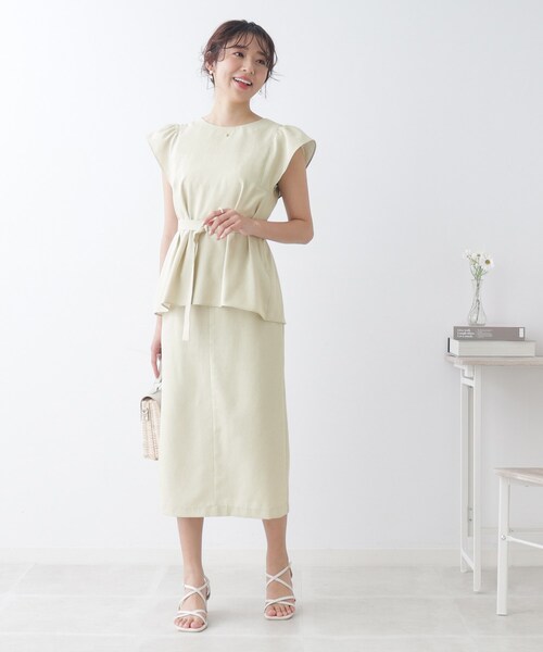 couture brooch（クチュールブローチ）の「◆【セットアップ着用可能】麻調合繊タイトスカート（スカート・レディース・ブラック/ナチュラル/ライトグリーン・36/38/40/42）」の21枚目の写真