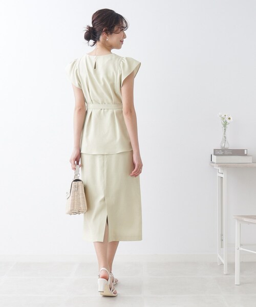 couture brooch（クチュールブローチ）の「◆【セットアップ着用可能】麻調合繊タイトスカート（スカート・レディース・ブラック/ナチュラル/ライトグリーン・36/38/40/42）」の16枚目の写真