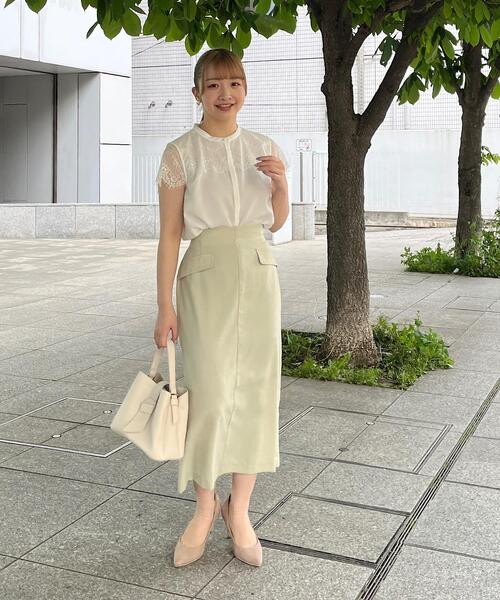 couture brooch（クチュールブローチ）の「◆【セットアップ着用可能】麻調合繊タイトスカート（スカート・レディース・ブラック/ナチュラル/ライトグリーン・36/38/40/42）」の11枚目の写真