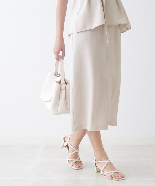 couture brooch（クチュールブローチ）の「◆【セットアップ着用可能】麻調合繊タイトスカート（スカート・レディース・ブラック/ナチュラル/ライトグリーン・36/38/40/42）」の12枚目の写真