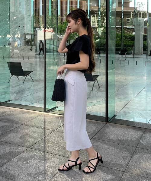 couture brooch（クチュールブローチ）の「◆【セットアップ着用可能】麻調合繊タイトスカート（スカート・レディース・ブラック/ナチュラル/ライトグリーン・36/38/40/42）」の7枚目の写真