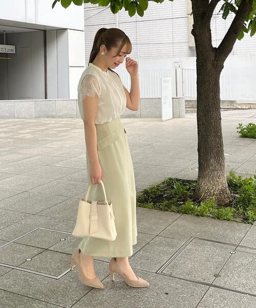 couture brooch（クチュールブローチ）の「◆【セットアップ着用可能】麻調合繊タイトスカート（スカート・レディース・ブラック/ナチュラル/ライトグリーン・36/38/40/42）」の14枚目の写真