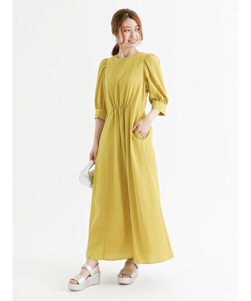 Te chichi（テチチ）の「リネン混ボリュームスリーブワンピース（ワンピース・レディース・イエロー/ネイビー/ブラック・F）」の11枚目の写真