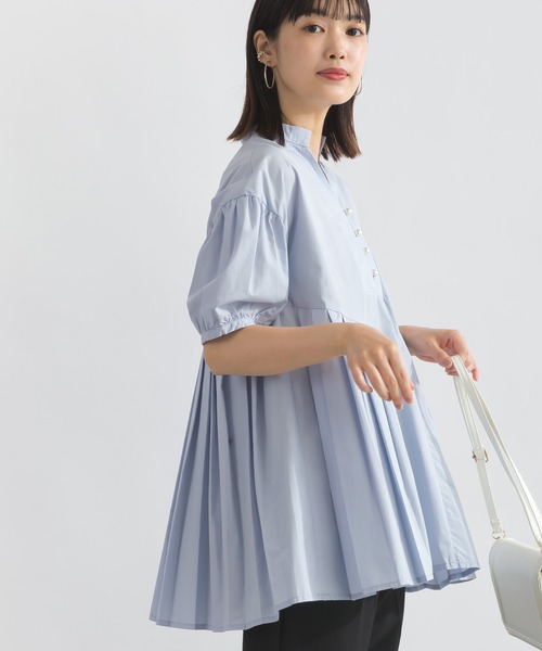 PICCIN PERLA(ピッチンペルラ)の「裾プリーツパールボタンブラウス(シャツ/ブラウス・レディース・サックスブルー/オフホワイト/レモンイエロー・M)」の17枚目の写真