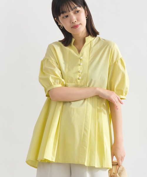 PICCIN PERLA(ピッチンペルラ)の「裾プリーツパールボタンブラウス(シャツ/ブラウス・レディース・サックスブルー/オフホワイト/レモンイエロー・M)」の21枚目の写真