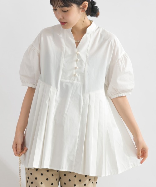 PICCIN PERLA(ピッチンペルラ)の「裾プリーツパールボタンブラウス(シャツ/ブラウス・レディース・サックスブルー/オフホワイト/レモンイエロー・M)」の16枚目の写真