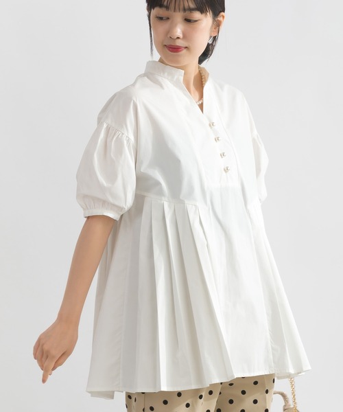 PICCIN PERLA(ピッチンペルラ)の「裾プリーツパールボタンブラウス(シャツ/ブラウス・レディース・サックスブルー/オフホワイト/レモンイエロー・M)」の13枚目の写真