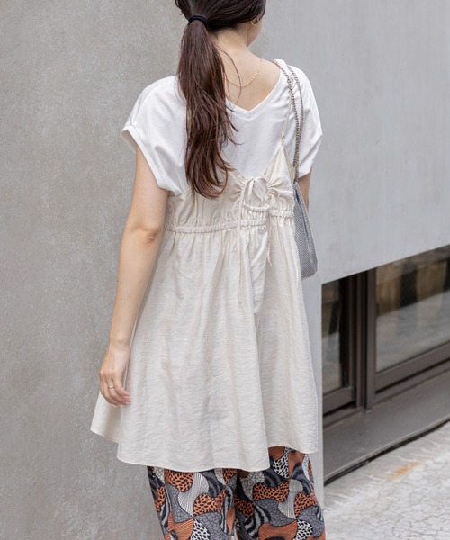 CIAOPANIC TYPY（チャオパニックティピー）の「シアーリネンバックギャザーキャミチュニック（チュニック・レディース・ブラック/ピンク/ブルー/アイボリー・ONE SIZE）」の8枚目の写真