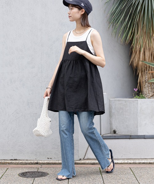 CIAOPANIC TYPY（チャオパニックティピー）の「シアーリネンバックギャザーキャミチュニック（チュニック・レディース・ブラック/ピンク/ブルー/アイボリー・ONE SIZE）」の18枚目の写真