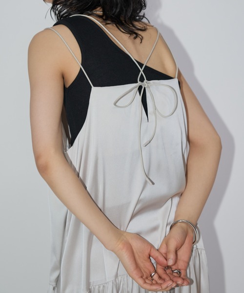サイズ展開あり】ダブルストラップサテンキャミワンピース