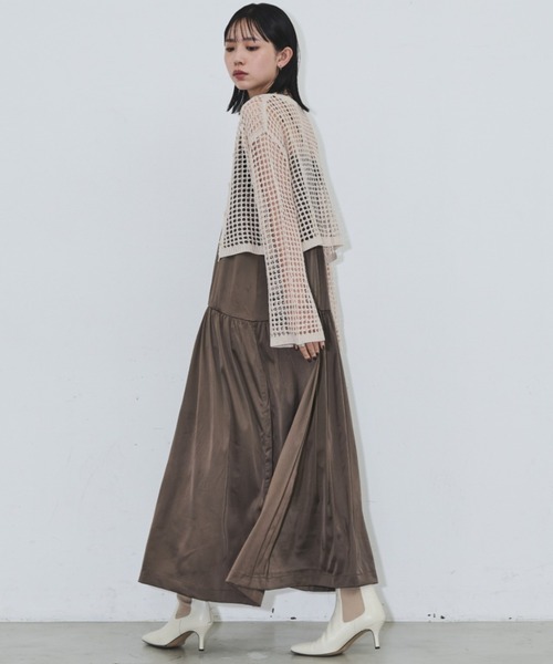 Aunt Marie's（アントマリーズ）の「【サイズ展開あり】ダブルストラップサテンキャミワンピース（ワンピース・レディース・モカ/ブラック/グレイッシュベージュ・MT/FREE）」の19枚目の写真