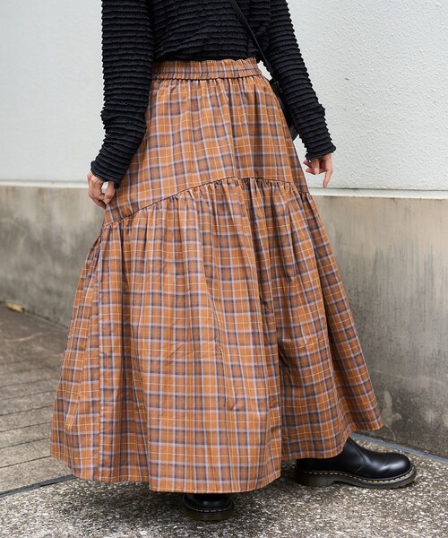 FREAK'S STORE（フリークスストア）の「ラウンドティアードスカート（スカート・レディース・ブラウン/オフホワイト/ブラック/グリーン・ﾌﾘ-）」の10枚目の写真