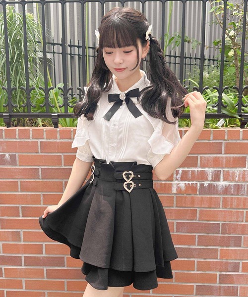 ROJITA（ロジータ）の「ラッフルスリーブパール衿半袖ブラウス（シャツ/ブラウス・レディース・ブラック/パープル/ホワイト・FREE）」の14枚目の写真