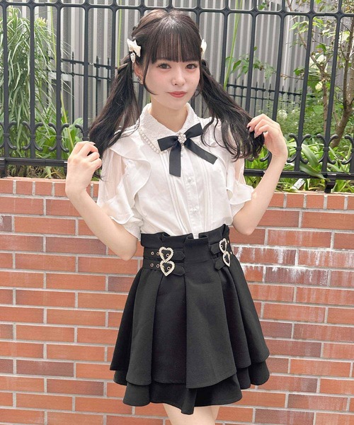 ROJITA（ロジータ）の「ラッフルスリーブパール衿半袖ブラウス（シャツ/ブラウス・レディース・ブラック/パープル/ホワイト・FREE）」の16枚目の写真