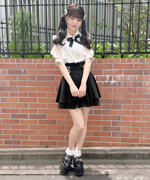 ROJITA（ロジータ）の「ラッフルスリーブパール衿半袖ブラウス（シャツ/ブラウス・レディース・ブラック/パープル/ホワイト・FREE）」の19枚目の写真