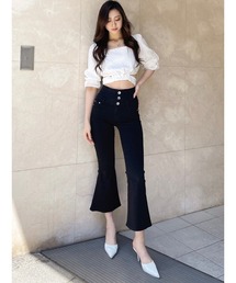 GYDA | ハイウエストバッククロスフレアパンツ(デニムパンツ)